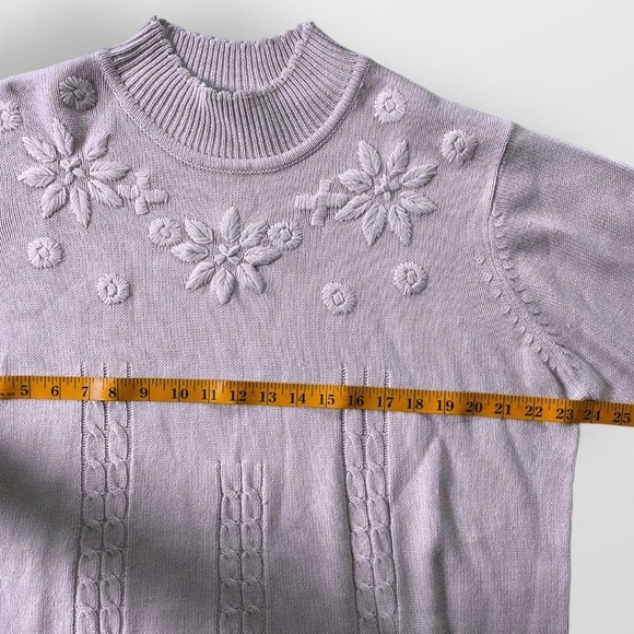 Purple Grandma Sweater Embroidered Flowers - Picture 5 of 8